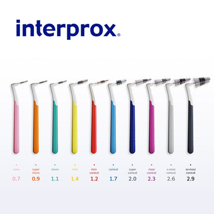 Interprox Plus ragers kleuren- en maatoverzicht