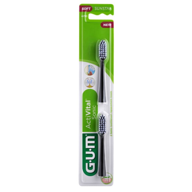 GUM Activital Sonic Opzetborstels Zwart - 2st