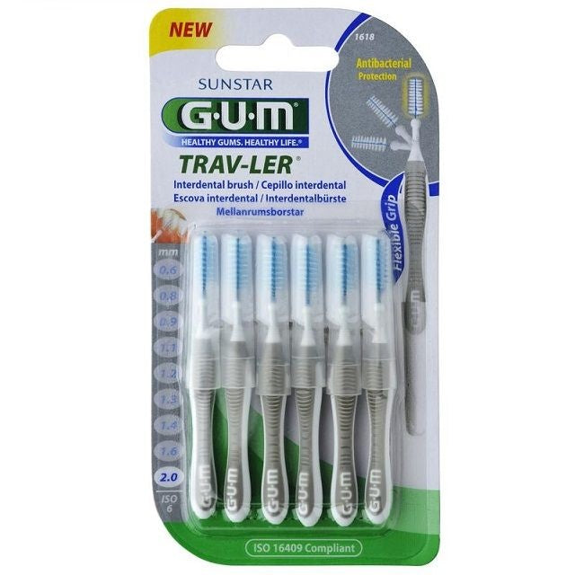 GUM Trav-ler ragers 2,0 mm grijs - 6st