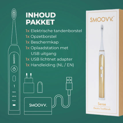 SMOOVV Sense elektrische tandenborstel white and gold - 1st