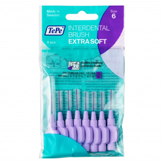 TePe Interdentale ragers extra soft lichtlila 1,1mm - 8st