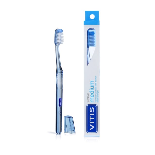 Vitis Tandenborstel Medium - 1st + Gratis Vitis Whitening Tandpasta Mini